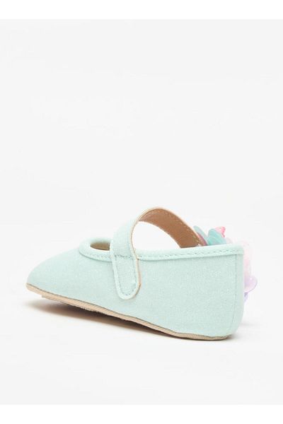 Barefeet Floral Trim Booties with Hook and Loop Closure