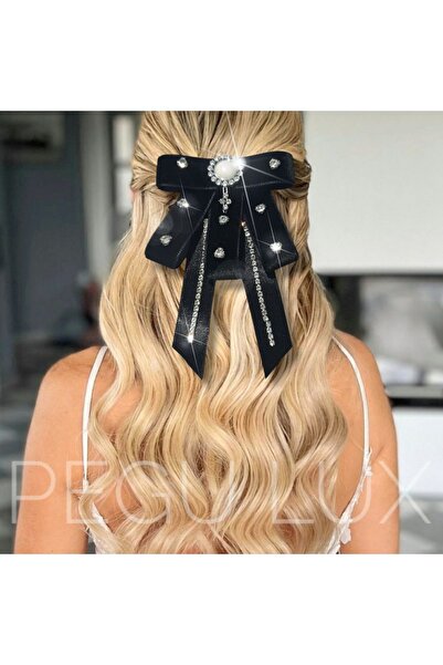 Pegu PANGILĂ DE CATIFEA NEGRĂ DESIGN SPECIAL CATARAMĂ AUTOMATĂ DETALIE PIATRĂ