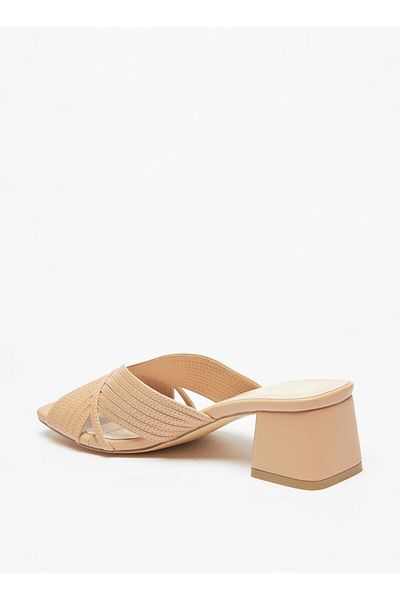 Flora Bella by Shoexpress Textured Slip-On Sandals with Block Heels