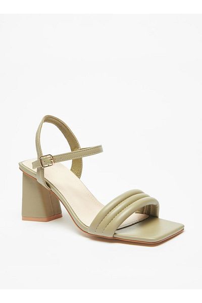 Flora Bella by Shoexpress Quilted Block Heels Sandals with Buckle Closure