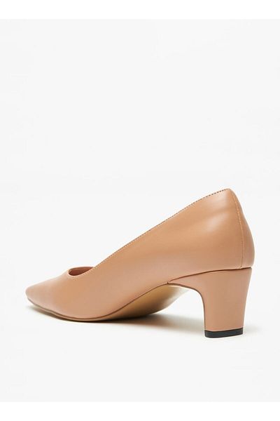 Celeste Women's Solid Pointed Toe Pumps with Block Heels
