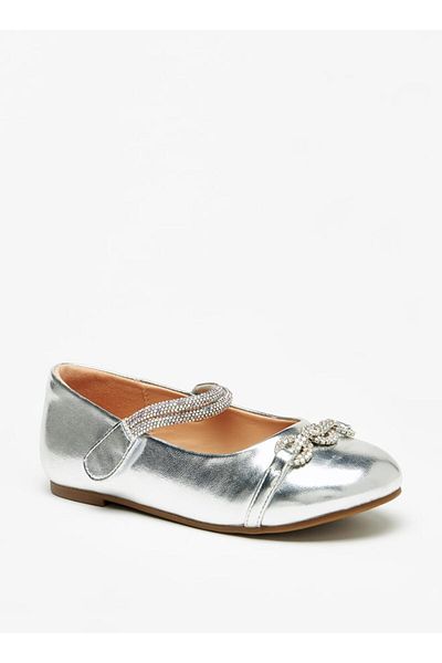 Juniors Girls' Round Toe Ballerinas Shoes with Hook and Loop Closure