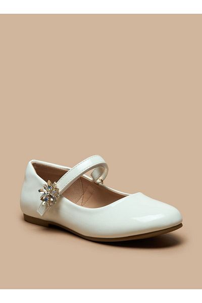 Little Missy Embellished Ballerina Shoes with Hook and Loop Closure