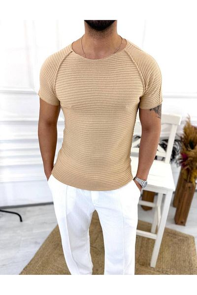 elkumoda Αναπνέον Πλεκτό Τιρκουάζ Μπλουζάκι - Slim Fit Μπλούζα που δεν ιδρώνει