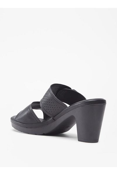 Flora Bella by Shoexpress Buckle Detail Slip-On Sandals with Block Heels