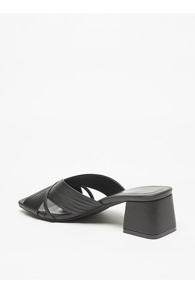 Flora Bella by Shoexpress Textured Slip-On Sandals with Block Heels