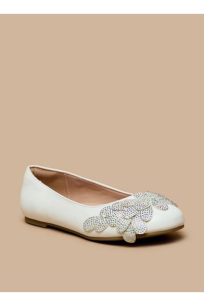 Celeste Girls' Floral Embellished Slip-On Ballerina Shoes