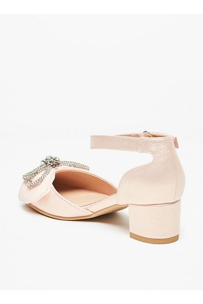 Celeste Girls' Bow Accented Block Heeled Ballerina Shoes