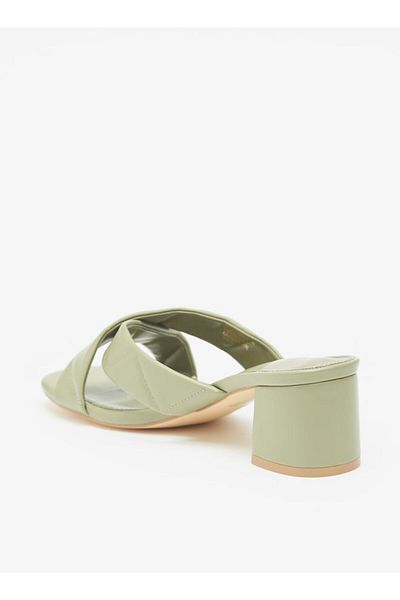 Flora Bella by Shoexpress Quilted Slip-On Cross Strap Sandals with Block Heels