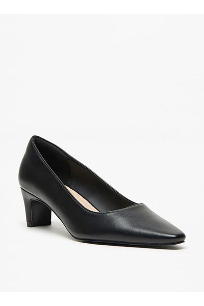 Celeste Women's Solid Pointed Toe Pumps with Block Heels