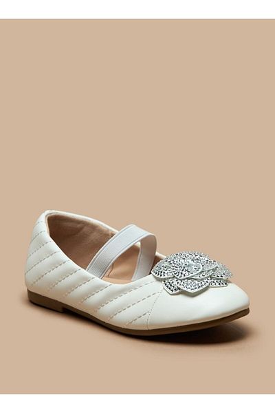 Juniors Floral Accent Slip-On Ballerina Shoes with Elastic Strap