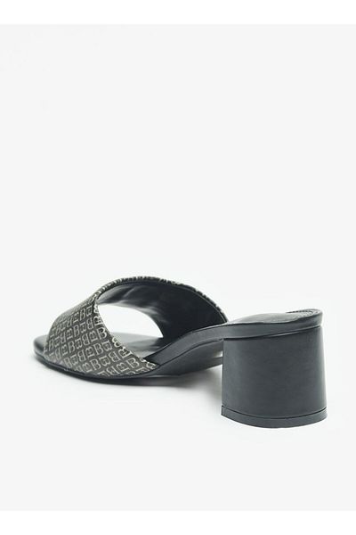 Flora Bella by Shoexpress Logo Detail Slip-On Sandals with Block Heels