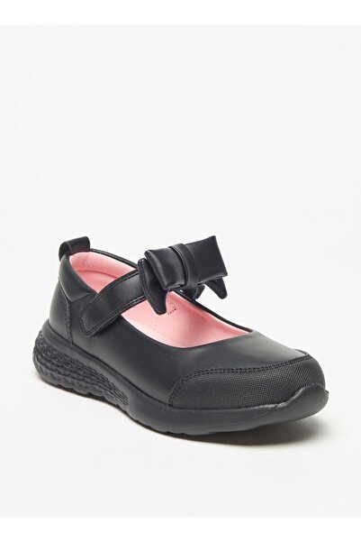 Dash Bow Accent Mary Jane School Shoes with Hook and Loop Closure