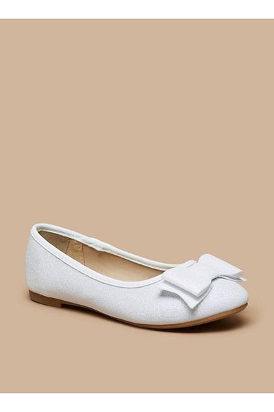 Flora Bella by Shoexpress Glitter Slip-On Round Toe Ballerina Shoes with Bow Accent
