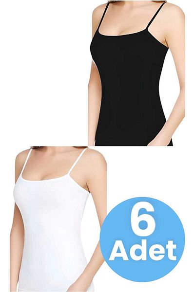 Tezzgelsin Women's Rope Strap Cotton 2 Colors 6-Piece Undershirt