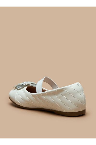 Juniors Floral Accent Slip-On Ballerina Shoes with Elastic Strap