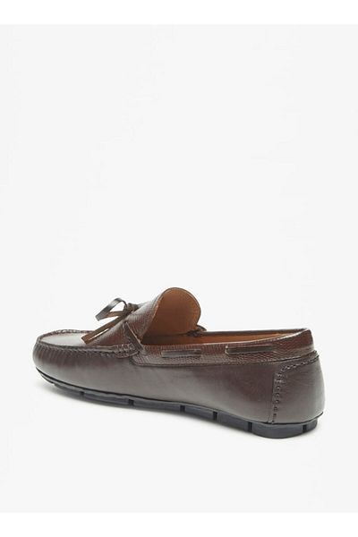 LBL by Shoexpress Textured Slip-On Moccasins with Bow Detail