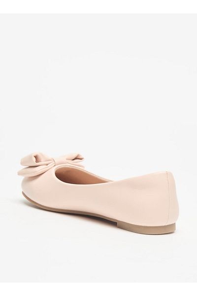 Little Missy Solid Slip-On Round Toe Ballerina with Bow Detail