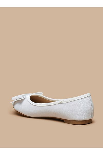 Flora Bella by Shoexpress Glitter Slip-On Round Toe Ballerina Shoes with Bow Accent