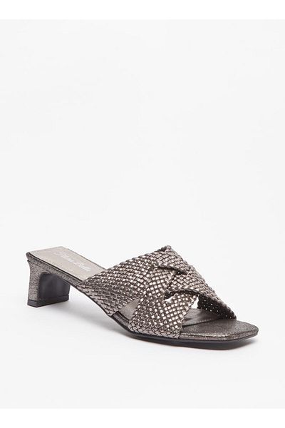 Flora Bella by Shoexpress Slip-On Sandals with Weave Detail and Block Heels