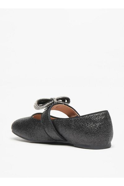 Celeste Girls' Glittery Round Toe Ballerina Shoes with Hook and Loop Closure