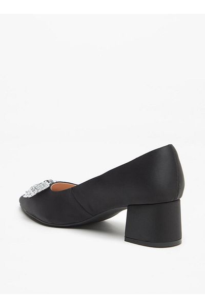 Celeste Women's Bow Embellished Pointed Toe Pumps with Block Heels