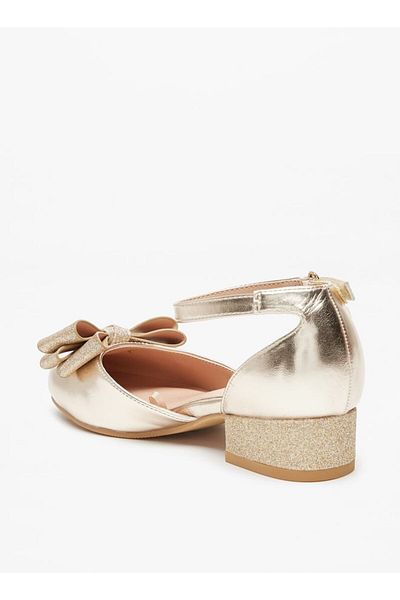 Celeste Girls' Bow Detail Round Toe Ballerinas with Hook and Loop Closure