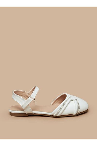 Flora Bella by Shoexpress Embellished Ankle Strap Ballerinas with Hook and Loop Closure