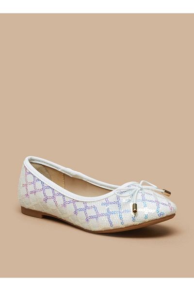 Flora Bella by Shoexpress Embellished Slip-On Ballerina Shoes with Bow Applique