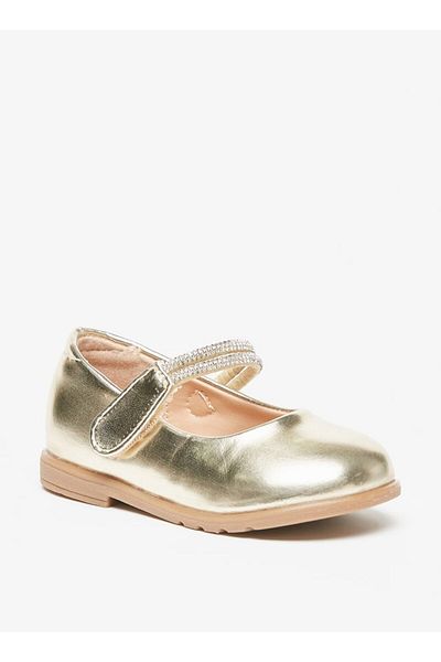 Flora Bella by Shoexpress Embellished Mary Jane Shoes with Hook and Loop Closure