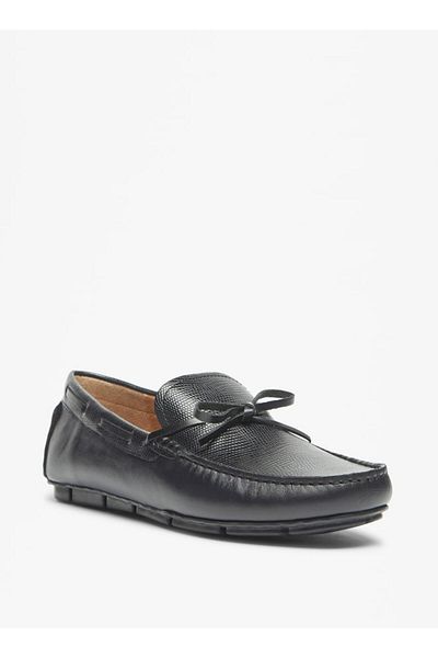 LBL by Shoexpress Textured Slip-On Moccasins with Bow Detail