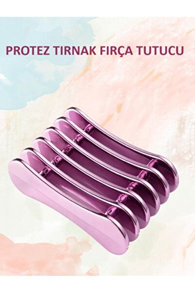 Helios Protez Tırnak Fırça Standı Fırça Tutucu Pembe Renk