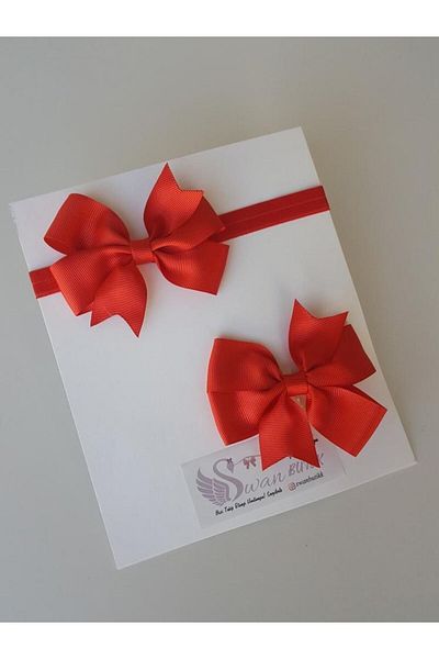 swan butik Set de 2 funde roșii de maternitate și panglici pentru fetiță și copil
