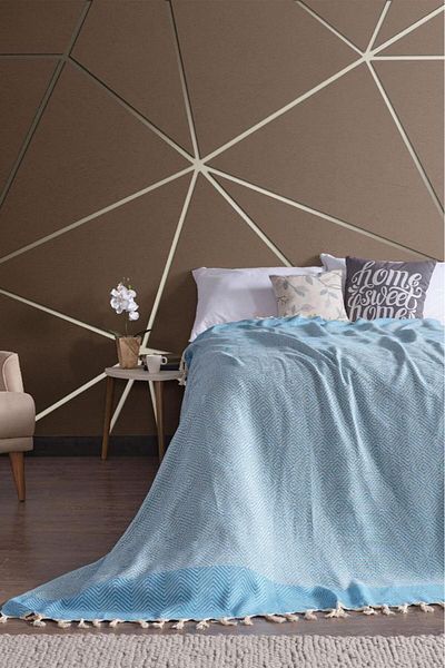 Miabella Home Pique Double, Summer Pique 100% Cotton, Double Bedspread, Tasseled Edge, Soft