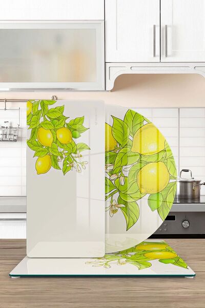 Decovetro Vintage Lemon 3-Piece Mixed Set - Glass Presentation Serving Plate