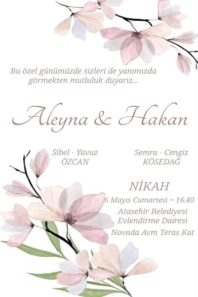 Belinay Bulutay Düğün Davetiyesi 115 01 (1000 Adet)