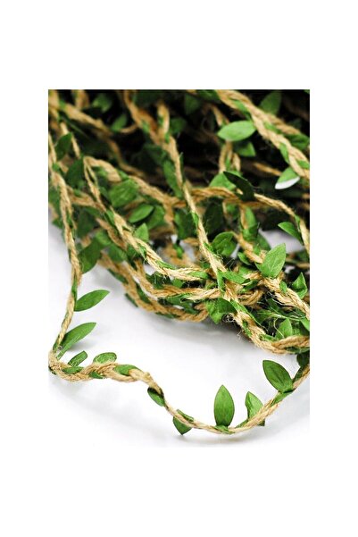 BukiroAtelier Örgü Jüt Yaprak Şerit Hasırlı Yapraklı Şerit Yapraklı Ip Dekora...