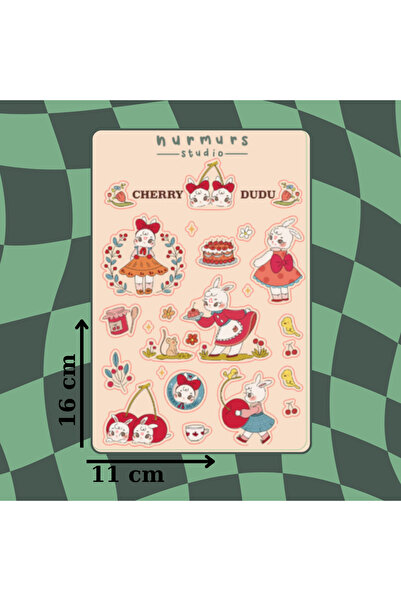 Nurmurs kirazlı kız tatlı sticker  Laptop Tablet Telefon Planner - Ajanda - B...