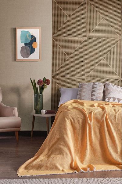 Miabella Home Pique Double, Summer Pique 100% Cotton, Double Bedspread, Tasseled Edge, Soft