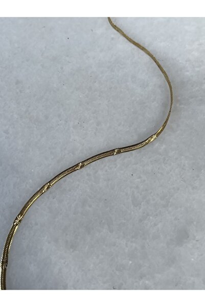 Lavian Accessories Çelik Kararmaz Italyan Yıldız Gold Renk Zincir Kolye