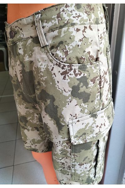 BeyzDenim Ripsstop Thin K.Forces Camouflage Large Size Shorts Capri over the Knee Pants