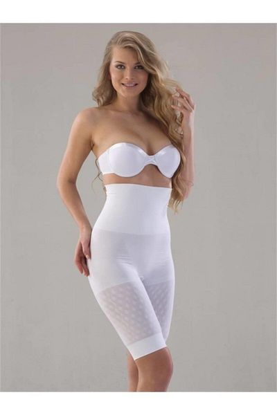 Emay İç Giyim Corset boxer cu două straturi, alb, fără sudură, cu picior lung, 2015