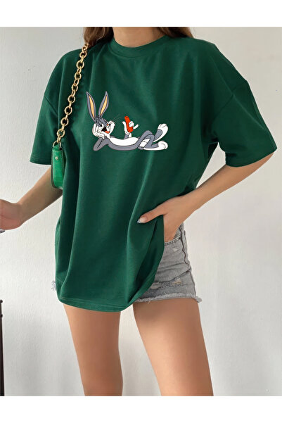 oneagılyazı BUGS BUNNY TASARIM  Baskılı Oversize   T-shirt Tişört 1