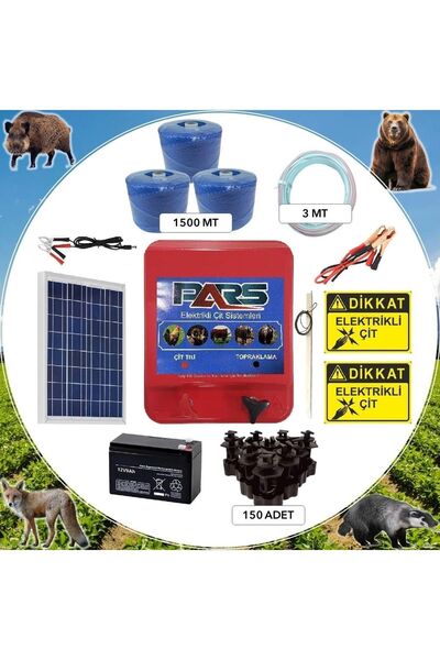 Pars Endüstri Pars Elektrikli Çit Ayı-domuz Kovucu Eco Set 1500 (DEMİR DİREK ...