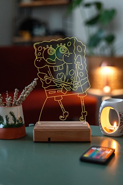 Modiwa Design Süngerbob Kareşort 3d 16 Renk Gece Lambası
