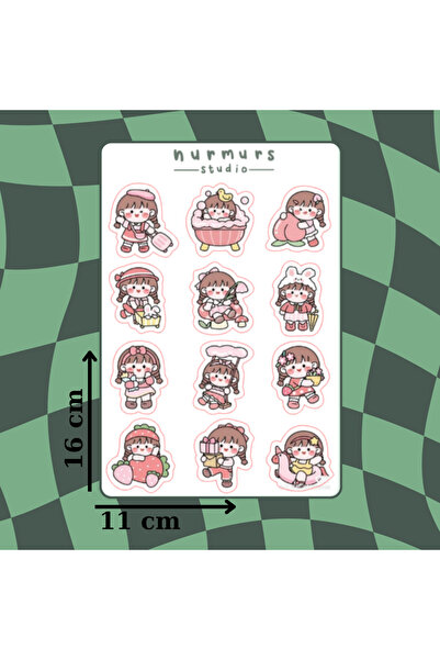 Nurmurs tatlı kız pembe sticker  Laptop Tablet Telefon Planner - Ajanda - Bul...
