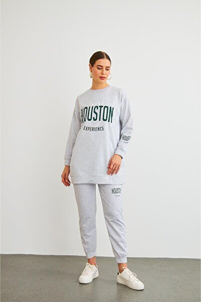 Basicpark Houston Gray Oversize Cotton Suit Set