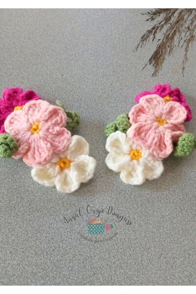 Masal Örgü Dünyası مشبك ديزي مكون من 3 أشياء - إكسسوار شعر متخصص يعكس نمط شعر...