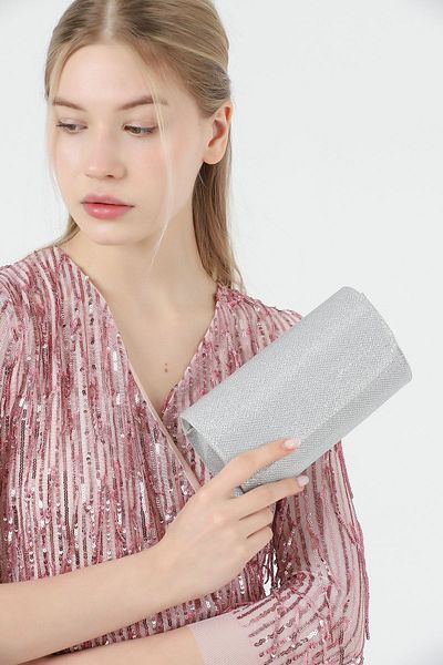 efnanstore Βραδινή τσάντα φορέματος Efnan Store Silver Glitter
