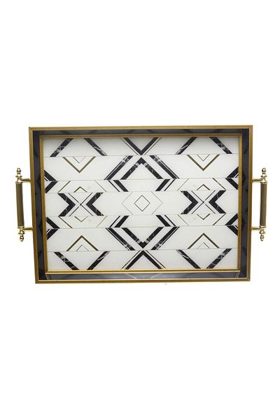 T.Concept Rectangular Glass Surface Engagement Presentation Tea Tray - Abstract Series Dmt415